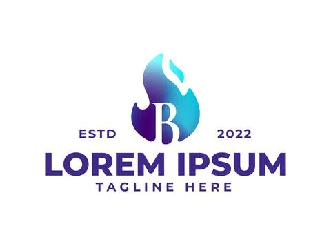 B fire flame logo design template Stock Illustration