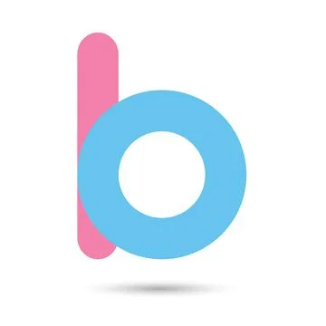 B font vector with blue and pink color on White background, Futuristic font,  Stock Illustration
