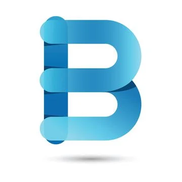B font vector with blue color on White background, Futuristic font, Cosmic, V Stock Illustration