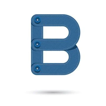 B  font vector with blue Jeans on White background, Futuristic font, Cosmic,  Stock Illustration