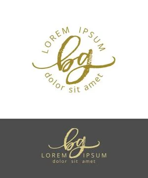 B G. Initials Monogram Logo Design. Dry Brush Calligraphy Artwork Stock Illustration