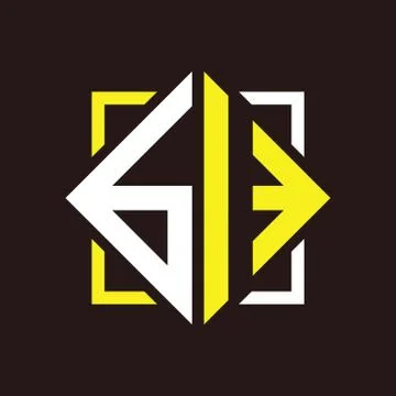 B I initial monogram quadrangle with square Stock Illustration