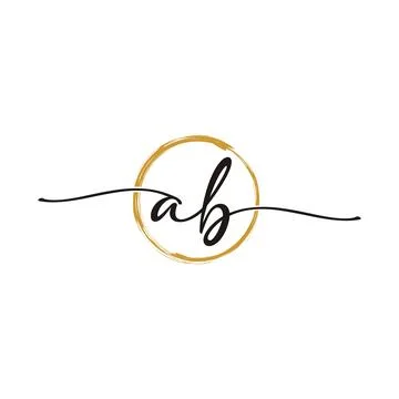 A B Initial Script Letter Beauty Logo Template Stock Illustration