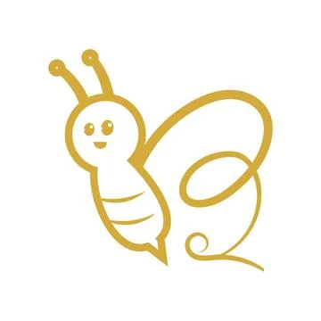B initials in bee shape logo and vector icon Stock Illustration
