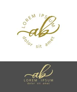 A B. Initials Monogram Logo Design. Dry Brush Calligraphy Artwork Stock Illustration