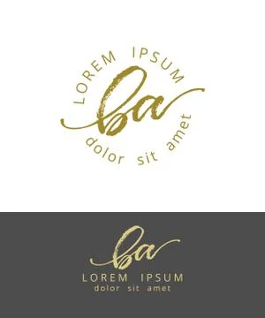 B A. Initials Monogram Logo Design. Dry Brush Calligraphy Artwork Stock Illustration
