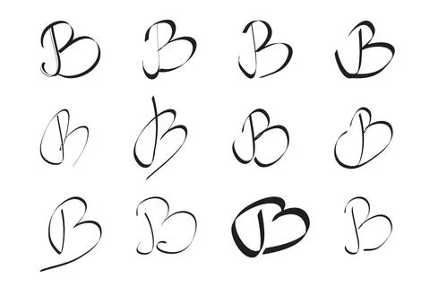 B Letter Alphabet Initial Cursive Hand Written Set for Logo Brand Stock Illustration