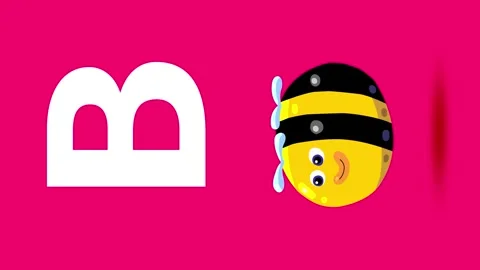B letter big color like bee cartoon animation. Animal loop. Stock Footage 277083475
