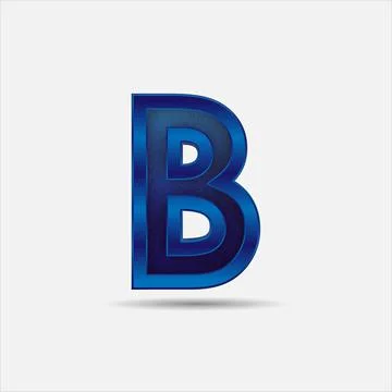 B letter with glitter rendering effect, blue color design, vector illustration 스톡 일러스트
