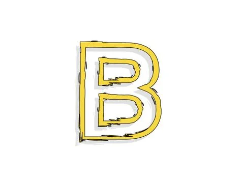 B letter, hand drawn brush stroke. Comic style design. For design element, lo Stock Illustration
