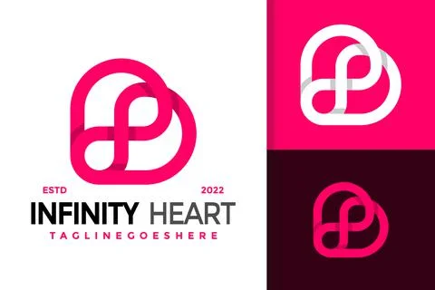 B Letter Infinity Heart Logo Design, brand identity logos vector, modern logo Stock Illustration