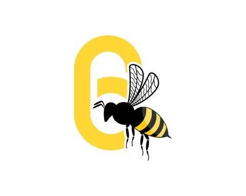 B letter initial and flying bee inside Stock Illustration