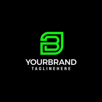 B letter leaf initial nature line art outline monoline logo vector icon Stock Illustration