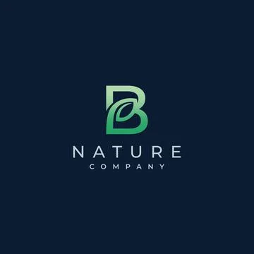 B Letter Leaf Logo Icon Design Vector Stock Illustration