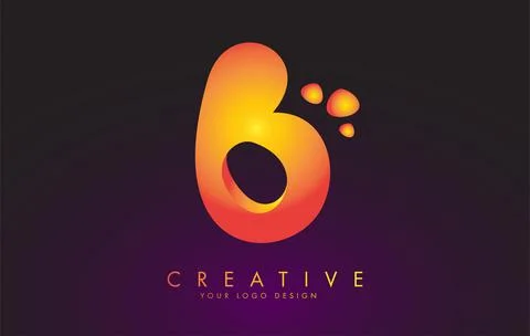 B Letter Logo Design Template with Orange Colors and Dots. 库存插图