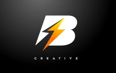 B letter Logo Design With thunderbold sign icon Vector. Thunder Letter Creati Illustrazione stock