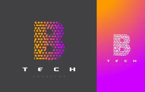 B Letter Logo Technology. Connected Dots Letter Design Vector. Stock Illustration