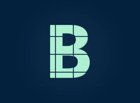 B letter logo, vector desing font.  Made of knife cut. For logo, brand label, Stock Illustration