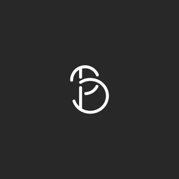 B letter monogram logo, mockup black and white thin line emblem Stock Illustration