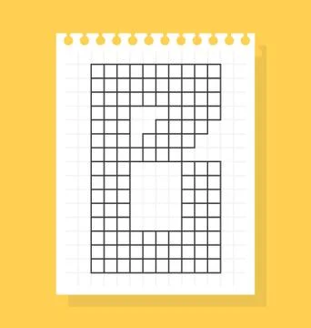B letter on notepad sheet of squared paper, made of squares. Vector illustrat Stock Illustration