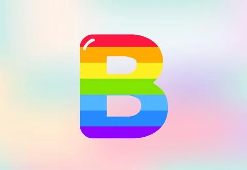 B Letter Rainbow patterns design, abstract rainbow letter for kids, love, f.. Stock Illustration