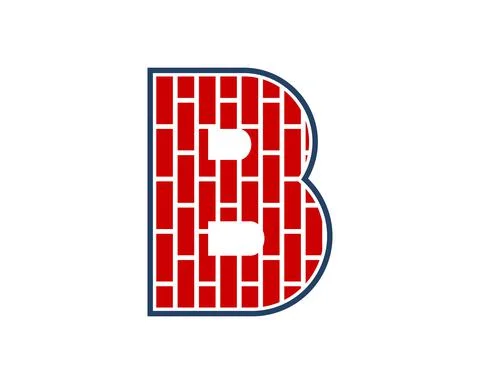 B letter with red brick inside Illustrazione stock