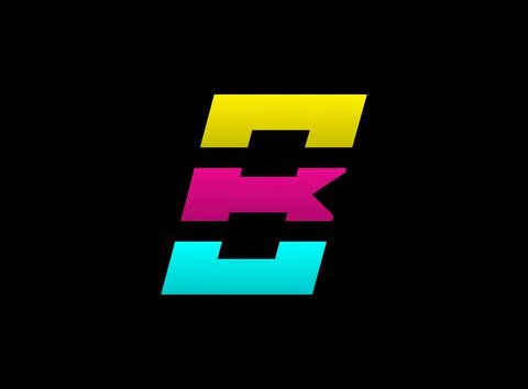 B letter vector desing, Cmyk color font logo, . Dynamic split blue, pink, yel Illustrazione stock