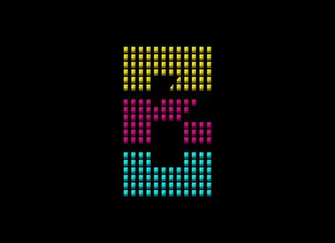B letter vector desing, cmyk color font logo. Dynamic split pink, yellow, blu Stock Illustration