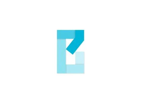 B letter, vector logo, paper cut desing font made of blue color tones .Isolat Stock Illustration