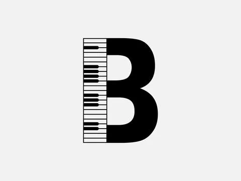 B letter vector with piano, graphical design illustrator 스톡 일러스트