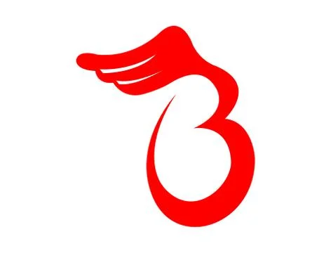 B letter with wings 스톡 일러스트