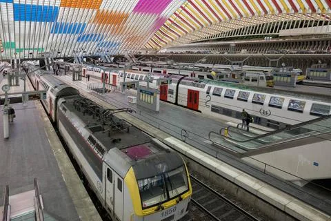  B Liege-Guillemins 22.tif Bahnhof Liège-Guillemins, Architekt Santiago Ca.. Stock Photos