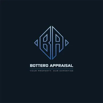 B A Logo BA Letter modern Design Vector with blue and silver gradient color Stock Illustration