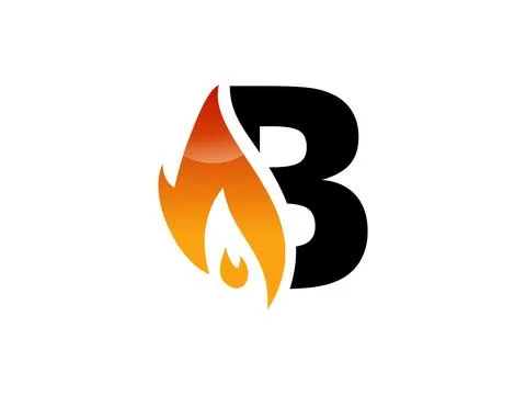 B logo for Fire Flame vector logo design. Tongues of flame creative icon Stock Illustration