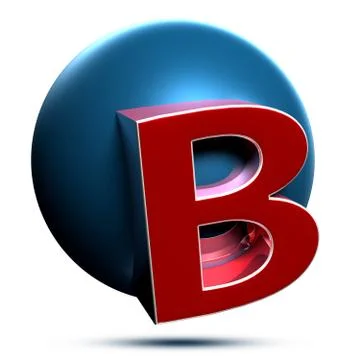 B logo isolated on white background illustration 3D rendering with clipping p Stock Illustration