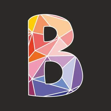 B low poly alphabet vector letter isolated on black background Stock Illustration