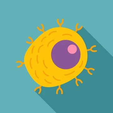 B lymphocyte cell with antibodies flat design Stock Illustration
