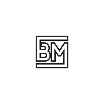 B M square lines logo design vector Illustrazione stock