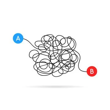 From a to b messy scribble line Stock Illustration
