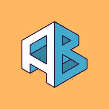 A B  monogram lettering with perspective geometric concept Stock Illustration