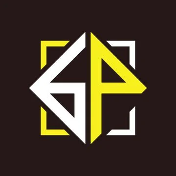 B P initial monogram quadrangle with square Stock Illustration