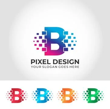 B Pixel Modern Logo Design Concept Stock Illustration