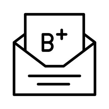 B plus grades, exam result or exam report vector design 스톡 일러스트