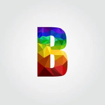 B Polygon alphabet colorful font style. Vector illustration Stock Illustration