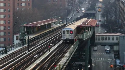 B-roll of the 1 train passing through Harlem Stock Footage 296775306