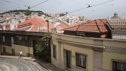 B-roll atmosphere overview shot of lisbon with tram Stock-Footage 85739270