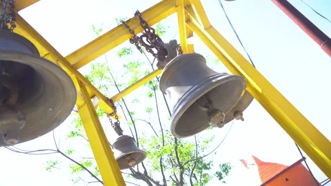 B-roll of big bell tied in the temple Stock Footage 205813895