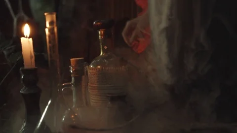 B-roll for magical video about alchemy and potions, orange warm fire Stock Footage 114136667