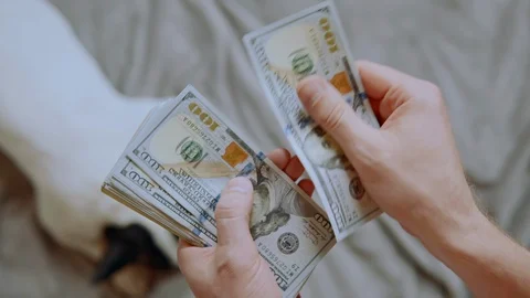 B roll male hands with dollars Stock Footage 127855555