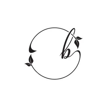 B script leaf circle logo design concept 스톡 일러스트